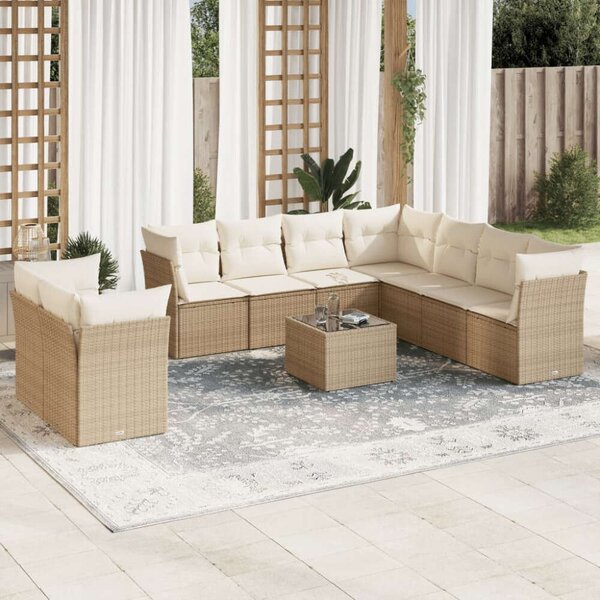 VidaXL Polyrattan Kerti Ülőgarnitúra - 10 részes - Bézs