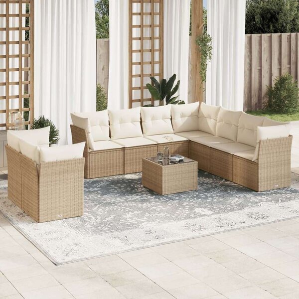VidaXL Polyrattan Kerti Ülőgarnitúra - 10 részes - Bézs