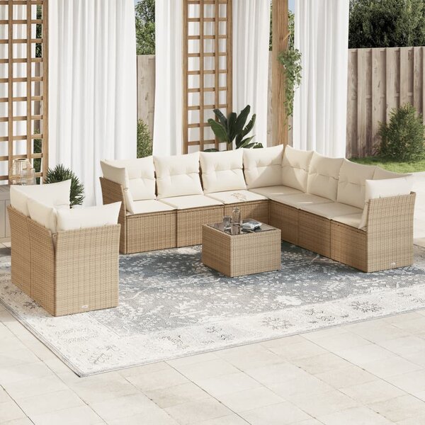 VidaXL Polyrattan Kerti Ülőgarnitúra - 10 részes - Bézs