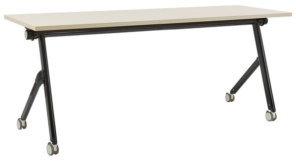 Összecsukható íróasztal BENDI Világosbarna 180 cm 60 cm kerekekkel