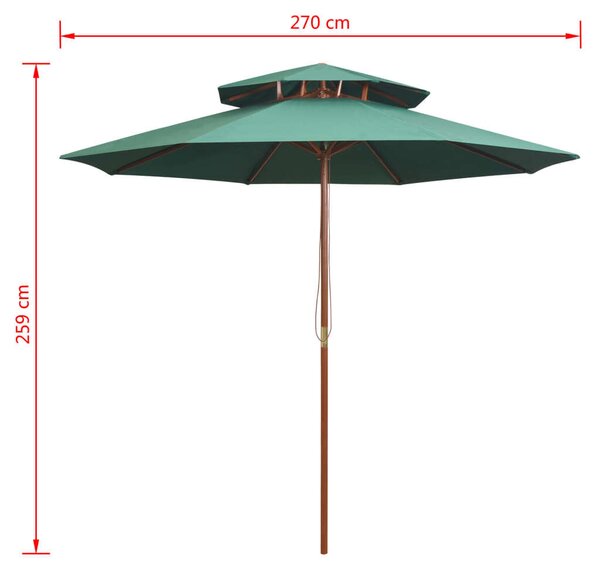 VidaXL Dupla Napernyő - Zöld - 270x270 cm