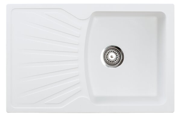 Quadro Plus Metalac 137409 Gránit Mosogatótálca - Extra mély, Csepegtetőtálcás, Fehér