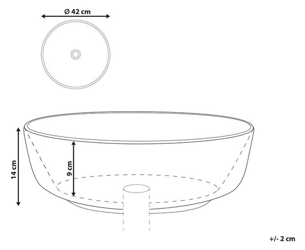 Pultra helyezhető mosdókagyló HOPI Fehér márvány ⌀ 42 cm Kerámia