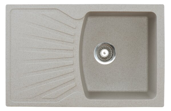 Quadro Plus Metalac 137412 Gránit Mosogatótálca - Extra mély, Csepegtetőtálcás, Bézs