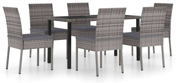 Polyrattan Kerti Étkezőgarnitúra - 7 részes - Szürke