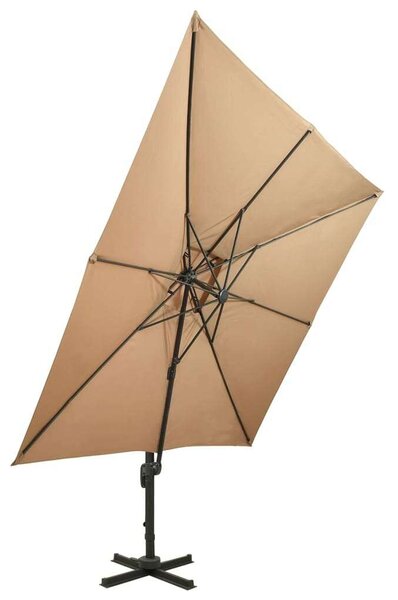 VidaXL tópszínű dupla tetejű konzolos napernyő 300 x 300 cm