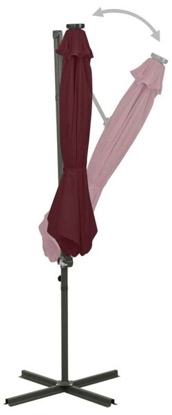 300 cm-es Konzolos Napernyő - Bordó - LED Világítással