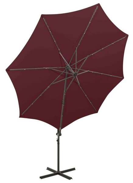 300 cm-es Konzolos Napernyő - Bordó - LED Világítással