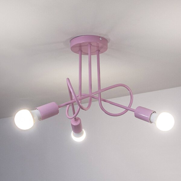 HELAM Oxford mennyezeti világítás, világos rózsaszín, Ø 44 cm, fém, 3 izzós, dimmelhető, Lila / pink / rózsaszín, Nappali / Étkező, fém