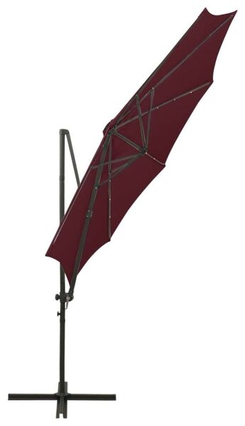 300 cm-es Konzolos Napernyő - Bordó - LED Világítással