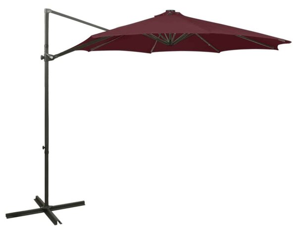 300 cm-es Konzolos Napernyő - Bordó - LED Világítással