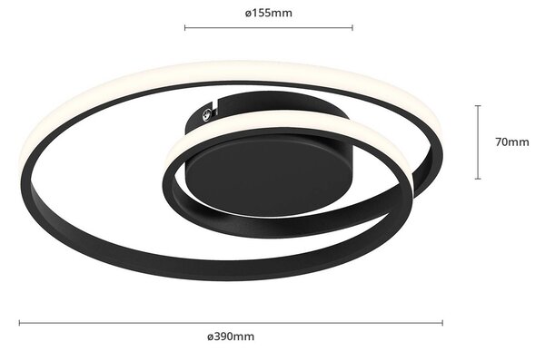 Lindby LED mennyezeti lámpa Kyron, fekete, alumínium, dimmelhető, Ø45cm, dimmelhető, Fekete, Nappali / Étkező, Alumínium, Modern