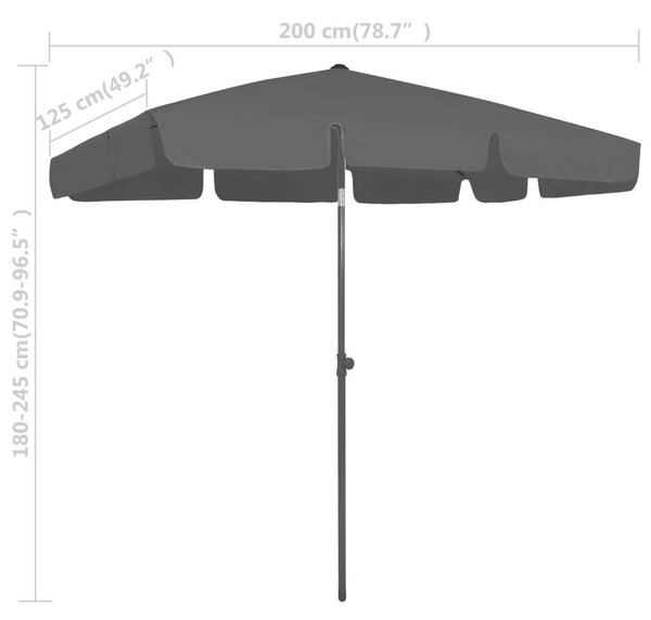 VidaXL Strandnapernyő - Fekete - 200x125cm