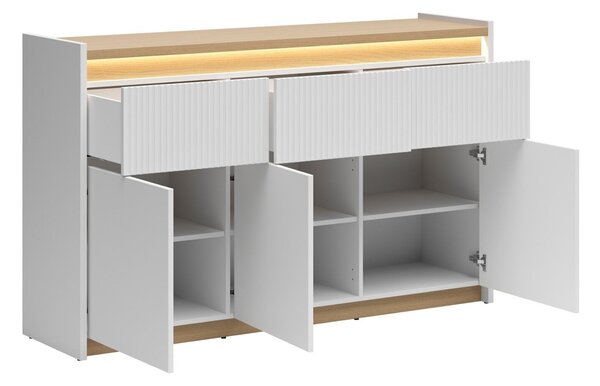 Komód Etrsalo 100, Laminált forgácslap, 95x154x40cm, Világosszürke, Tölgy
