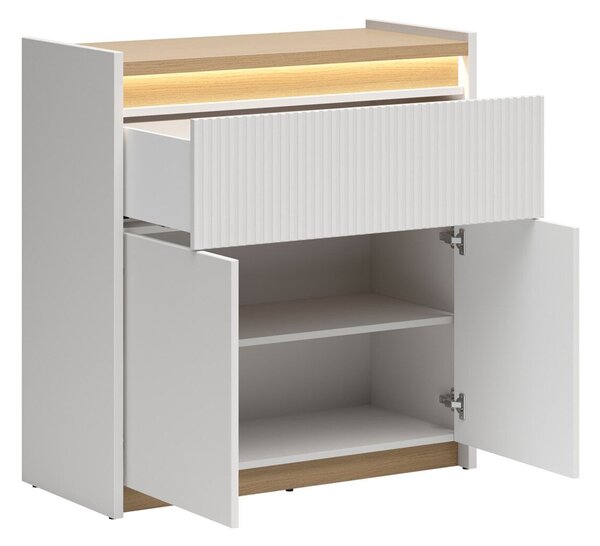 Komód Etrsalo 105, Laminált forgácslap, 95x90x40cm, Világosszürke, Tölgy