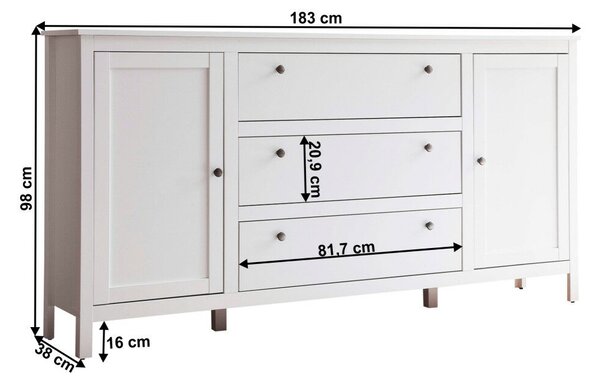 Komód 2D3S, fehér, OLJE