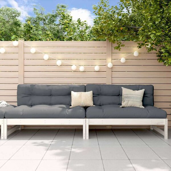 VidaXL 2 db fehér kerti tömör fenyőfa középső kanapé 120 x 80 cm