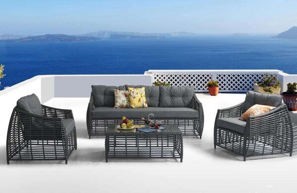 Rojaplast Ohio exkluzív polyrattan kerti Bútor garnitúra - szürke