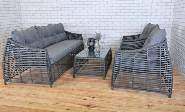 Rojaplast Ohio exkluzív polyrattan kerti Bútor garnitúra - szürke