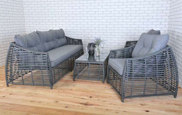 Rojaplast Ohio exkluzív polyrattan kerti Bútor garnitúra - szürke