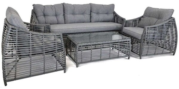 Rojaplast Ohio exkluzív polyrattan kerti Bútor garnitúra - szürke