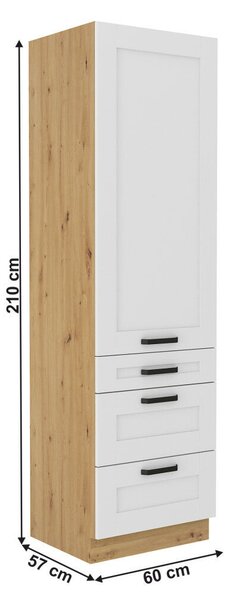 Magas szekrény, fehér/artisan tölgy, LULA 60 DKS-210 3S 1F