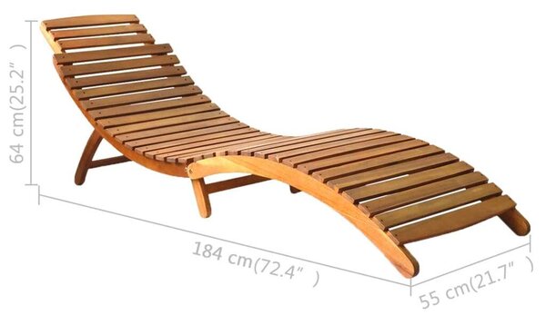 VidaXL Akácfa Napozóágy - Barna - 184x55x64 cm