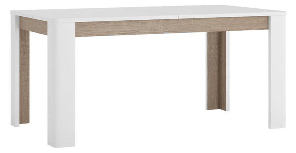 Széthúzható étkezőasztal, fehér extra magasfényű HG/sonoma tölgy sötét trufla, 160-200x90 cm, LYNATET TYP 75