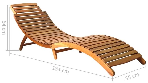 VidaXL Akácfa Napozóágy - Barna - 184x55x64 cm