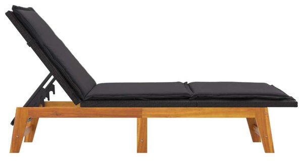 VidaXL Napozóágy szett - 2 db - Akácfa és PE Rattan - Párnával