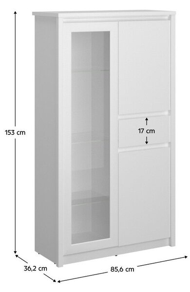 Alacsony vitrin 2D1W1S, fehér, ERODIN