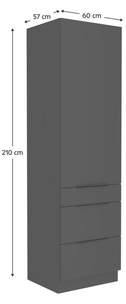 Magas szekrény, fekete, SIBER 60 DKS-210 3S1F