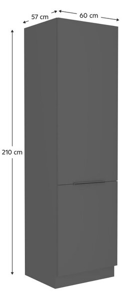 Szekrény beépíthető hűtőhöz, fekete, SIBER 60 LO-210 2F
