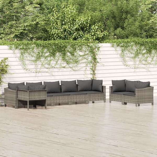 VidaXL 8 részes szürke polyrattan kerti ülőgarnitúra párnákkal