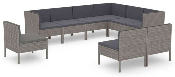 Polyrattan Kerti Ülőgarnitúra - 9 részes - Szürke