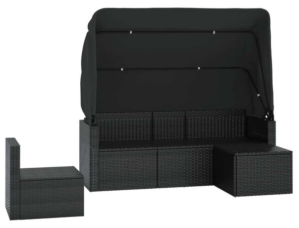 4 részes fekete polyrattan kerti ülőgarnitúra párnákkal