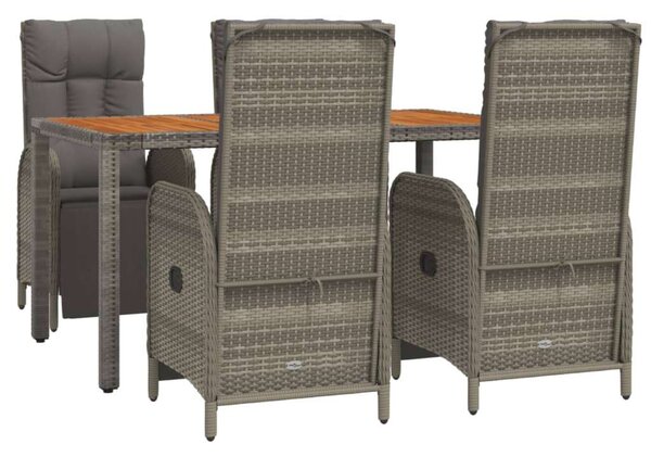 Polyrattan Kerti Étkezőgarnitúra - 5 részes - Szürke