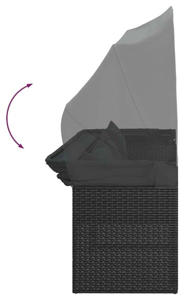 4 részes fekete polyrattan kerti ülőgarnitúra párnákkal