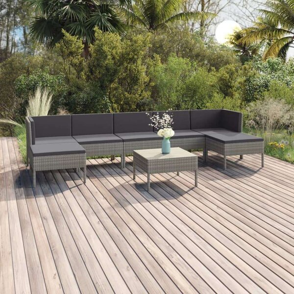 Polyrattan Kerti Ülőgarnitúra - 8 részes - Szürke