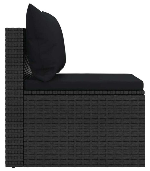 4 részes fekete polyrattan kerti ülőgarnitúra párnákkal