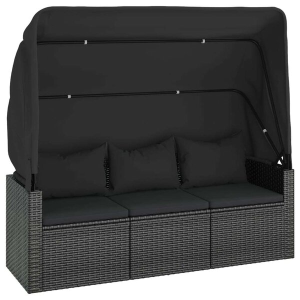 4 részes fekete polyrattan kerti ülőgarnitúra párnákkal