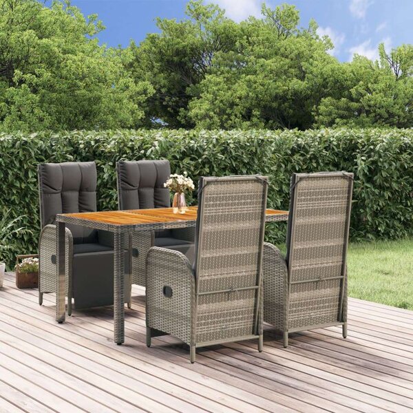 Polyrattan Kerti Étkezőgarnitúra - 5 részes - Szürke