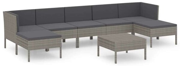 Polyrattan Kerti Ülőgarnitúra - 8 részes - Szürke