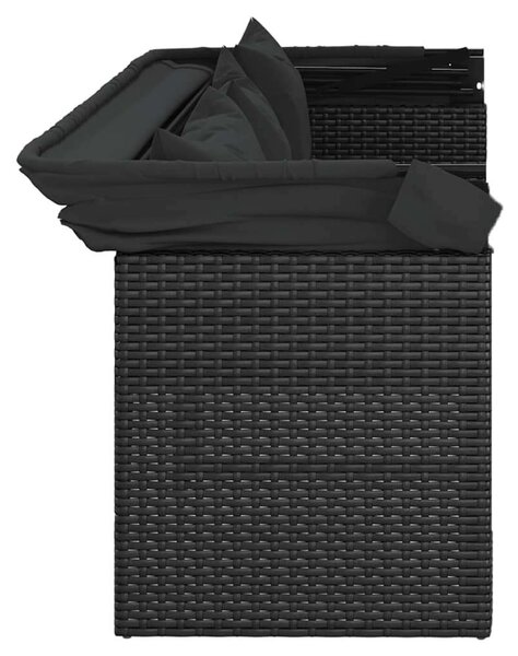 4 részes fekete polyrattan kerti ülőgarnitúra párnákkal