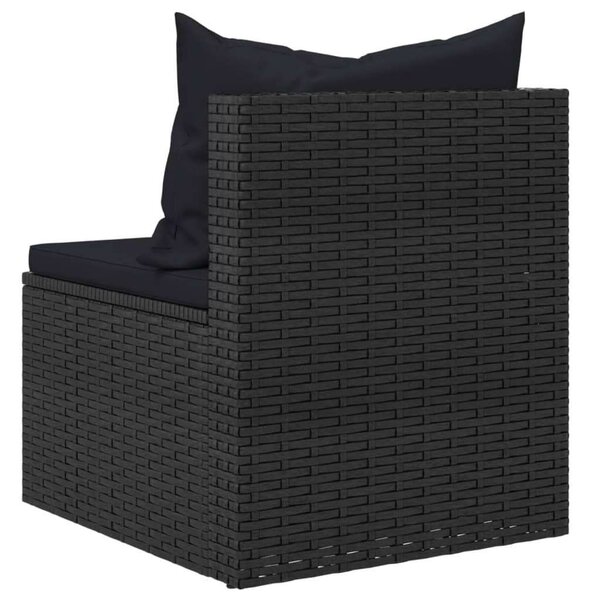 4 részes fekete polyrattan kerti ülőgarnitúra párnákkal