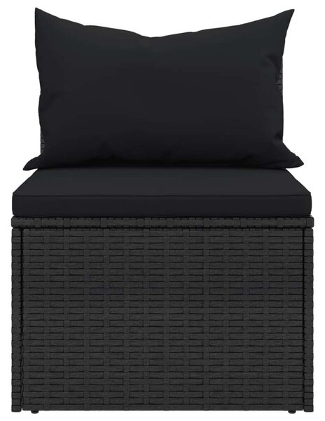 4 részes fekete polyrattan kerti ülőgarnitúra párnákkal
