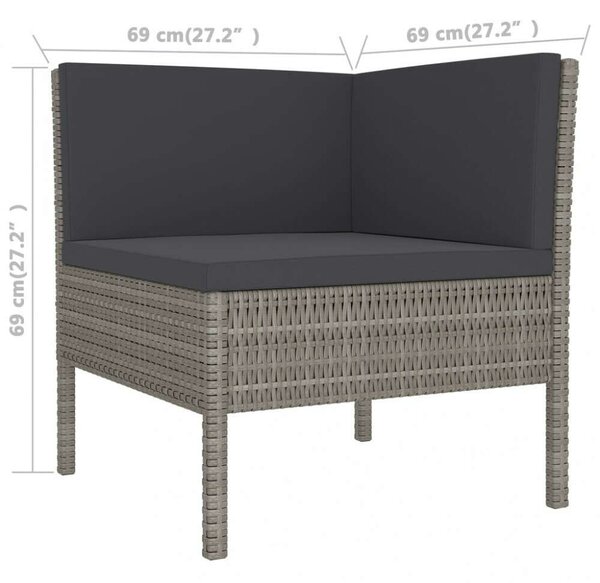 Polyrattan Kerti Ülőgarnitúra - 9 részes - Szürke