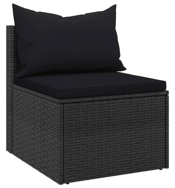 4 részes fekete polyrattan kerti ülőgarnitúra párnákkal