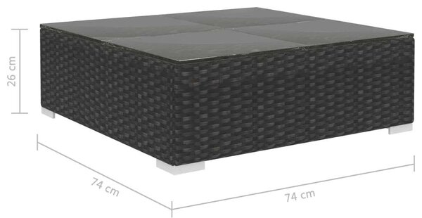 Polyrattan Kerti Bútorszett - 8 részes - Fekete