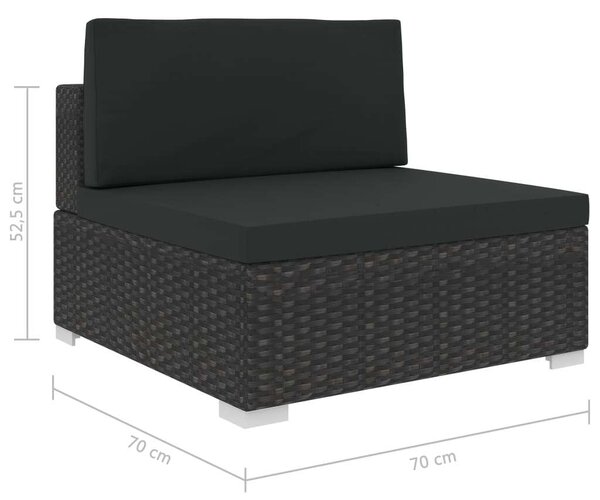 Polyrattan Kerti Bútorszett - 8 részes - Fekete
